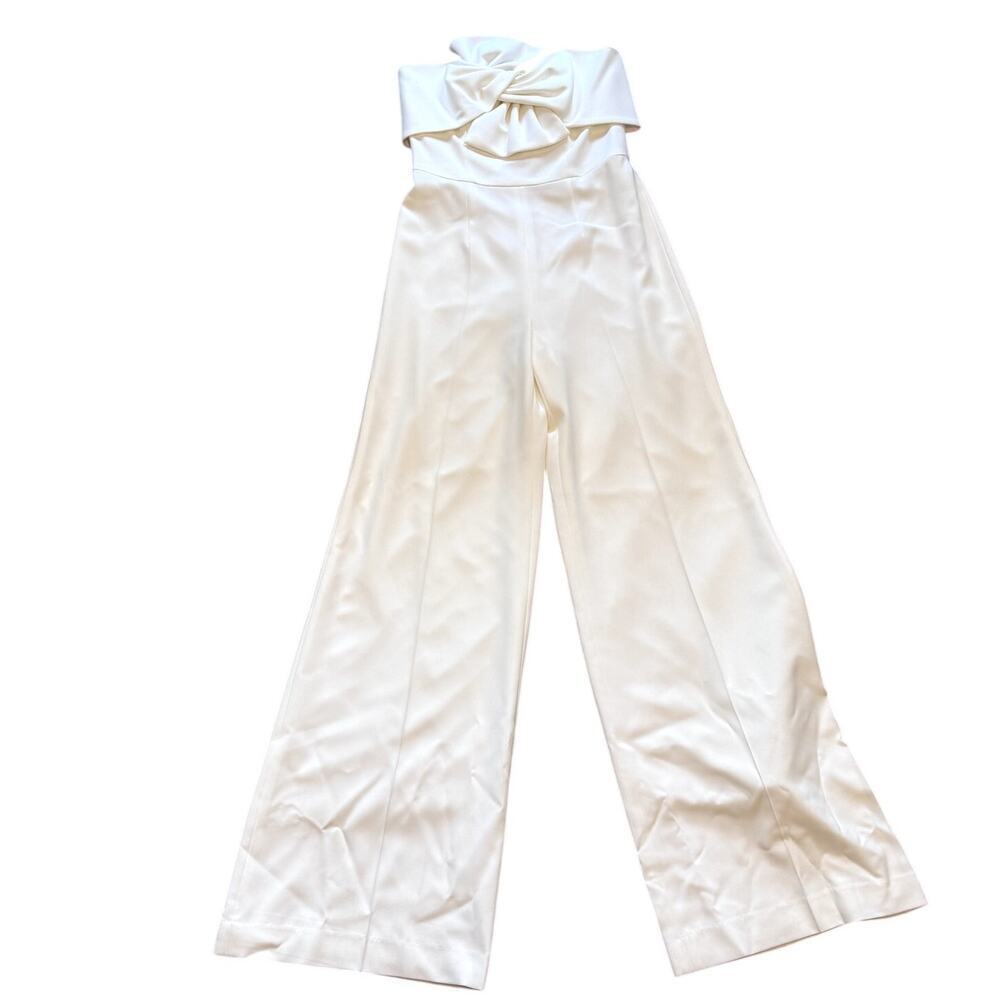 Rare Lucian Matis Strapless White Bridal Bow Jumpsuit Bride Size 8